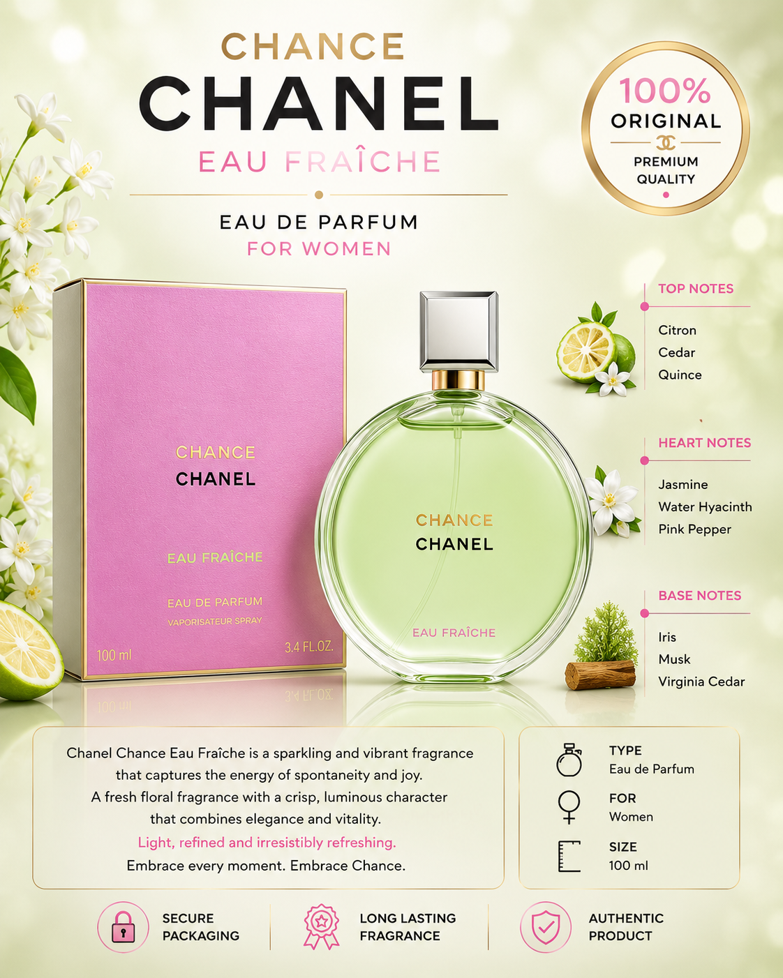 Chanel Chance Eau Fraîche Eau de Parfum 100ml – For Women