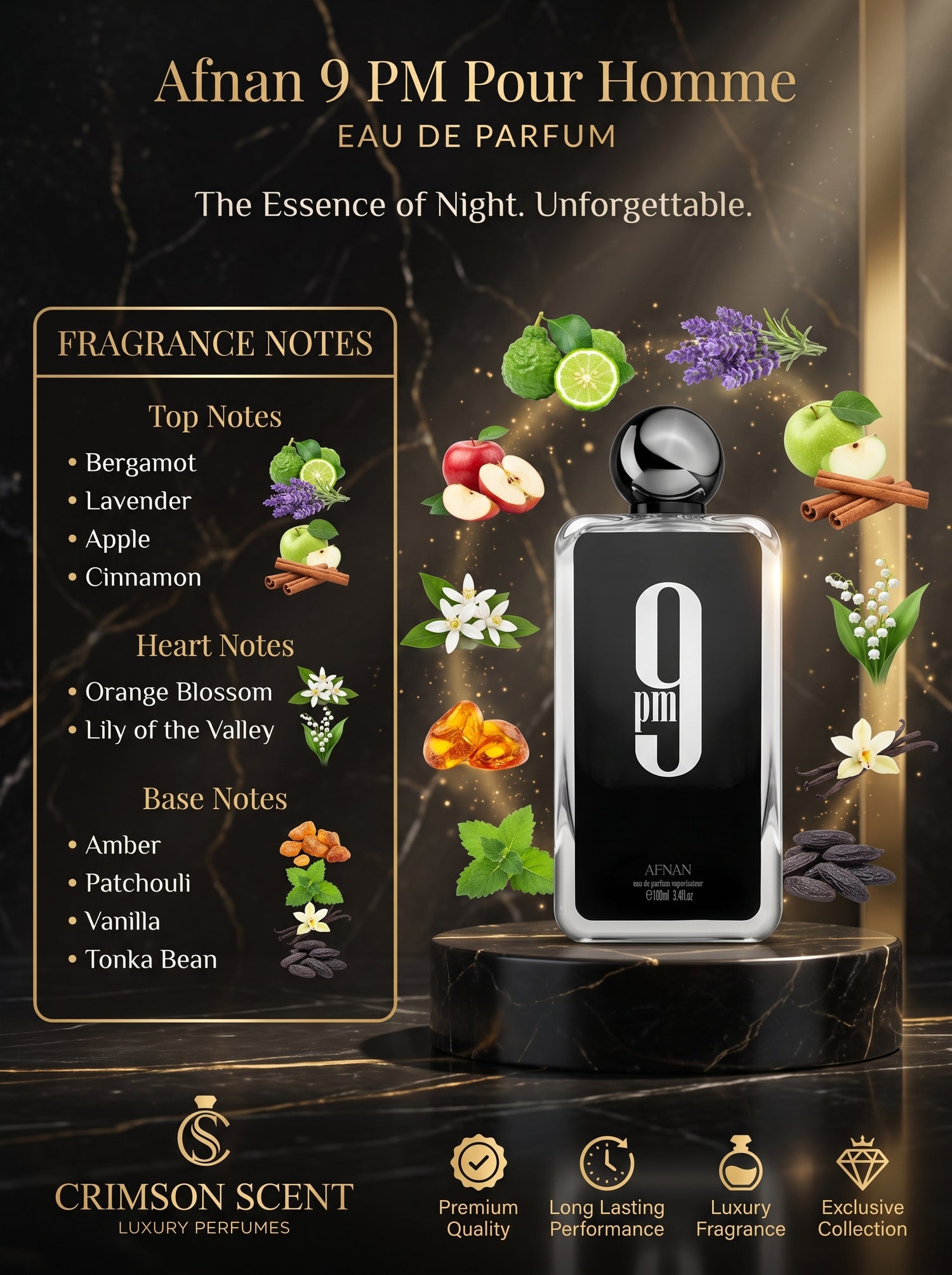 Afnan 9 Pm Pour Homme EDP 100 M