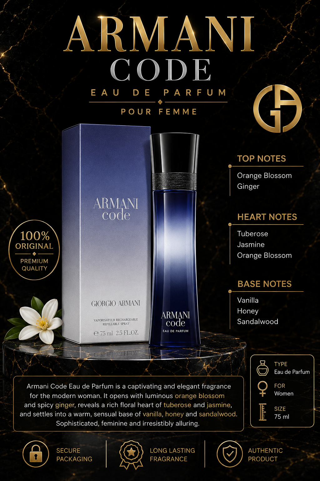 Armani Code Eau de Parfum 75ml – For Women