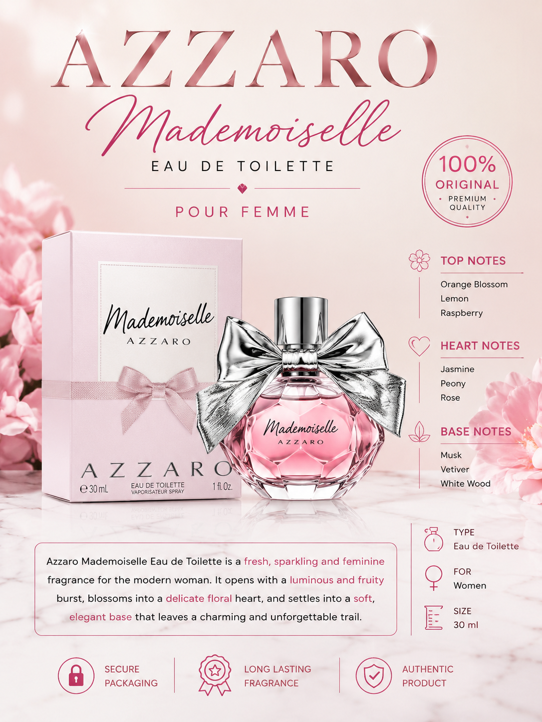 Azzaro Mademoiselle Eau de Toilette 30ml – For Women