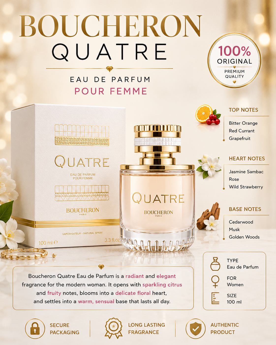 Boucheron Quatre Eau de Parfum 100ml – For Women