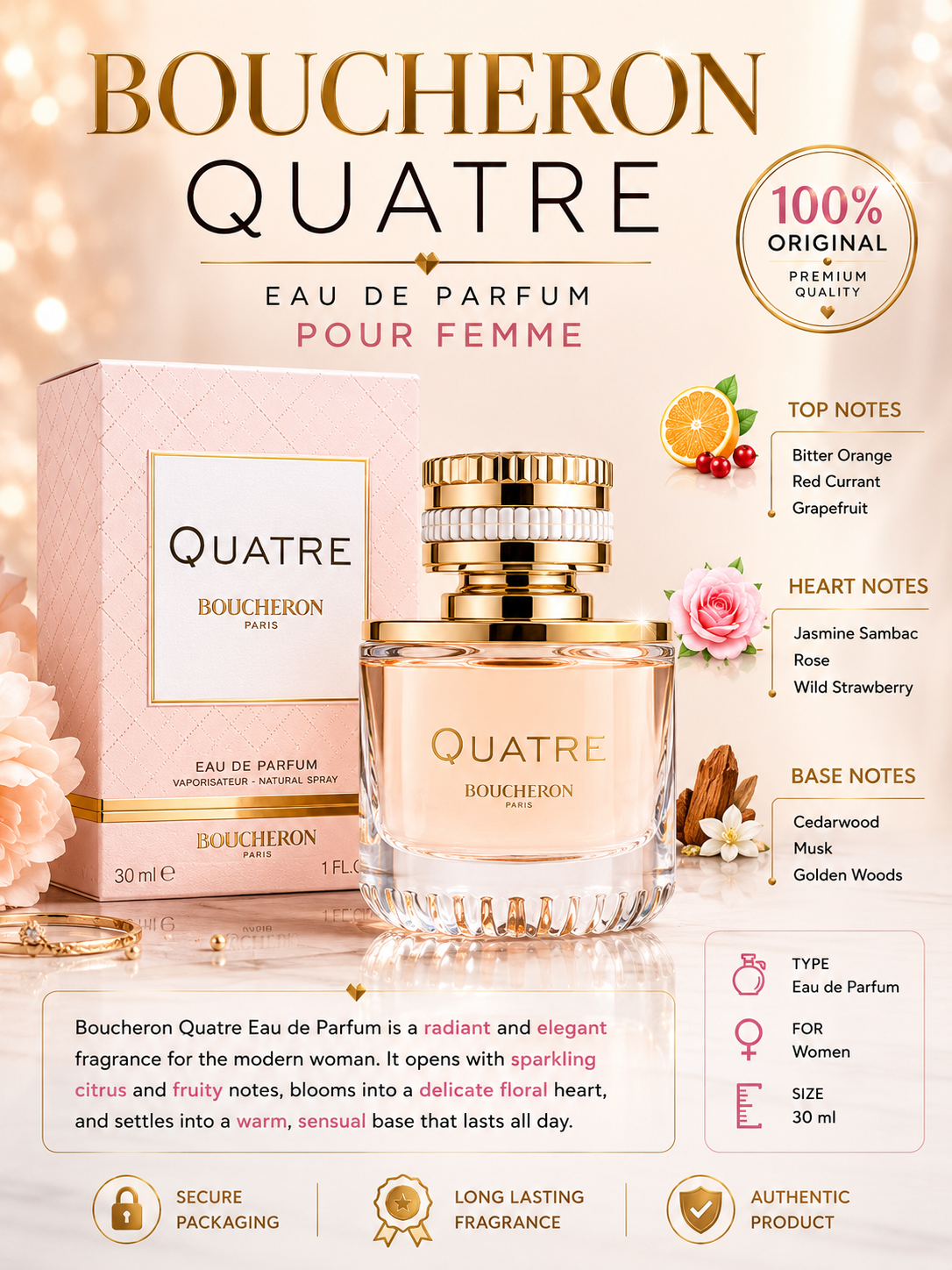 Boucheron Quatre Eau de Parfum 30ml – For Women