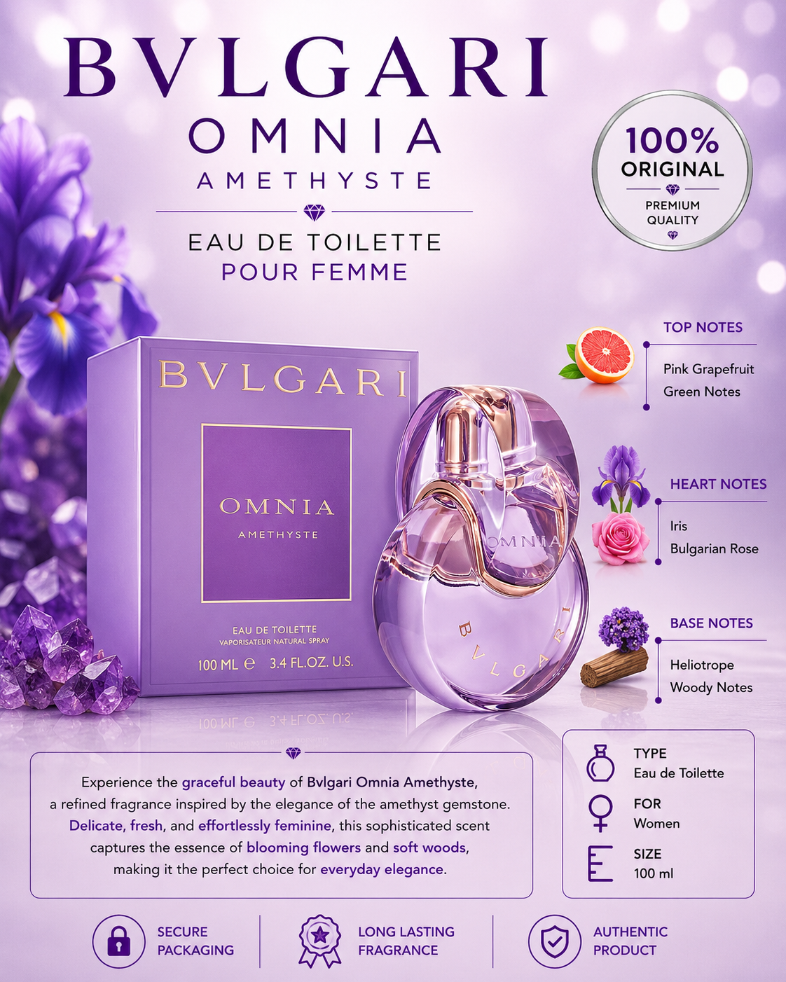 Bvlgari Omnia Amethyste Eau de Toilette 100ml – For Women