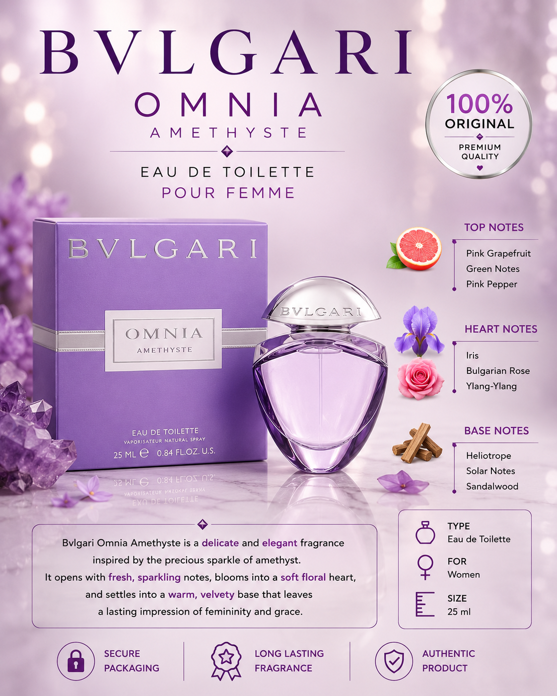 Bvlgari Omnia Amethyste Eau de Toilette 25ml – For Women