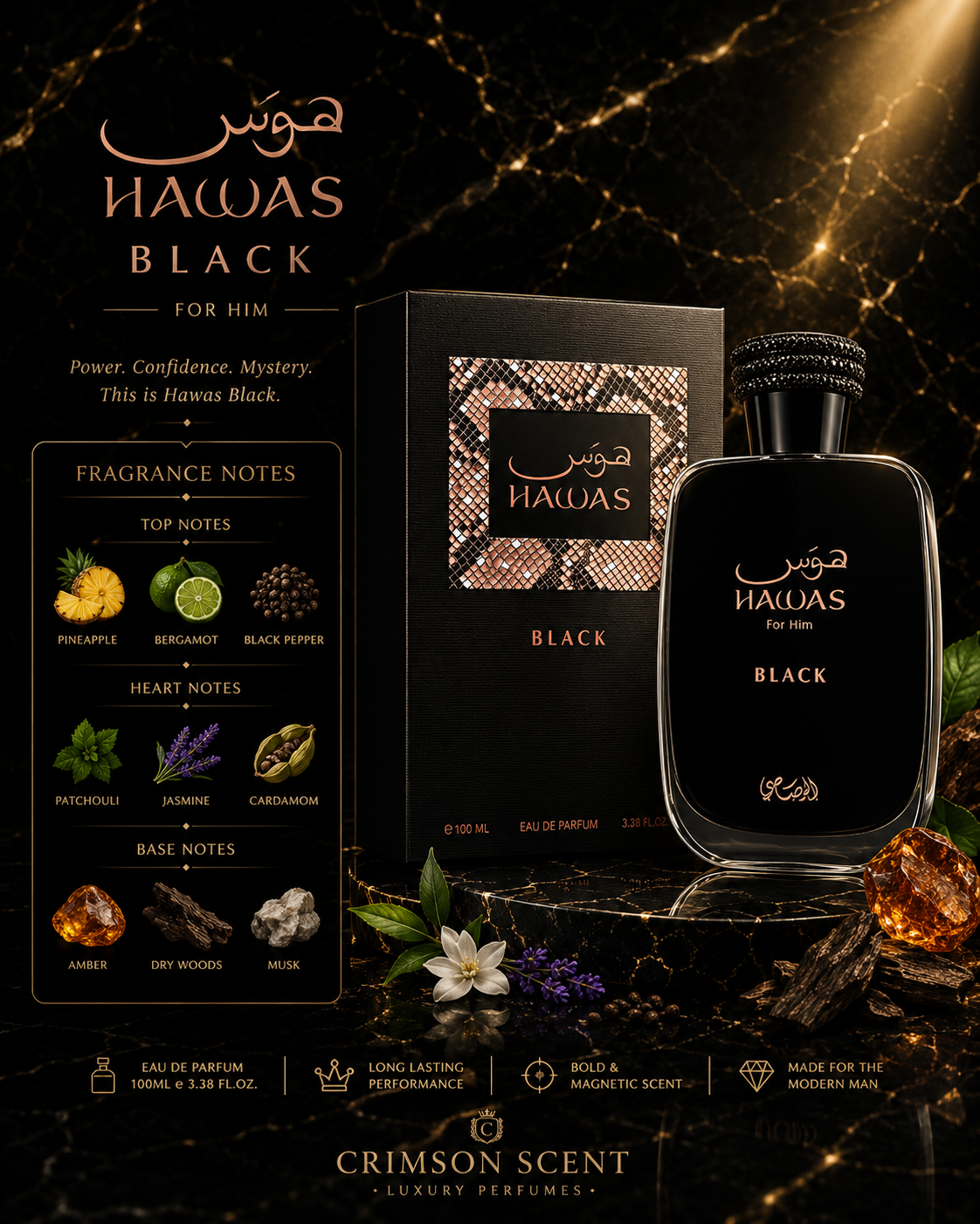Rasasi Hawas Black EDP 100 M