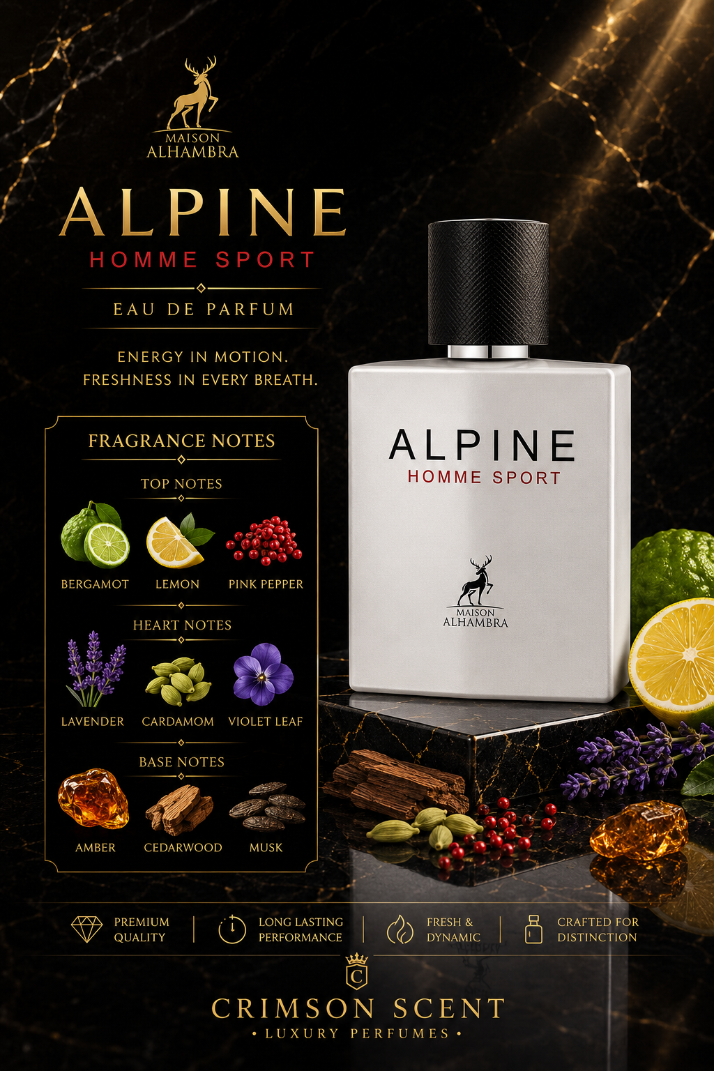 Maison Alhambra Alpine Homme Sport EDP 100 M